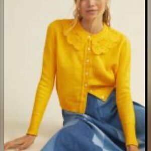STELLA PARDO x ANTHROPOLOGIE RUFFLED CROCHET CARDIGAN SIZE SMALL